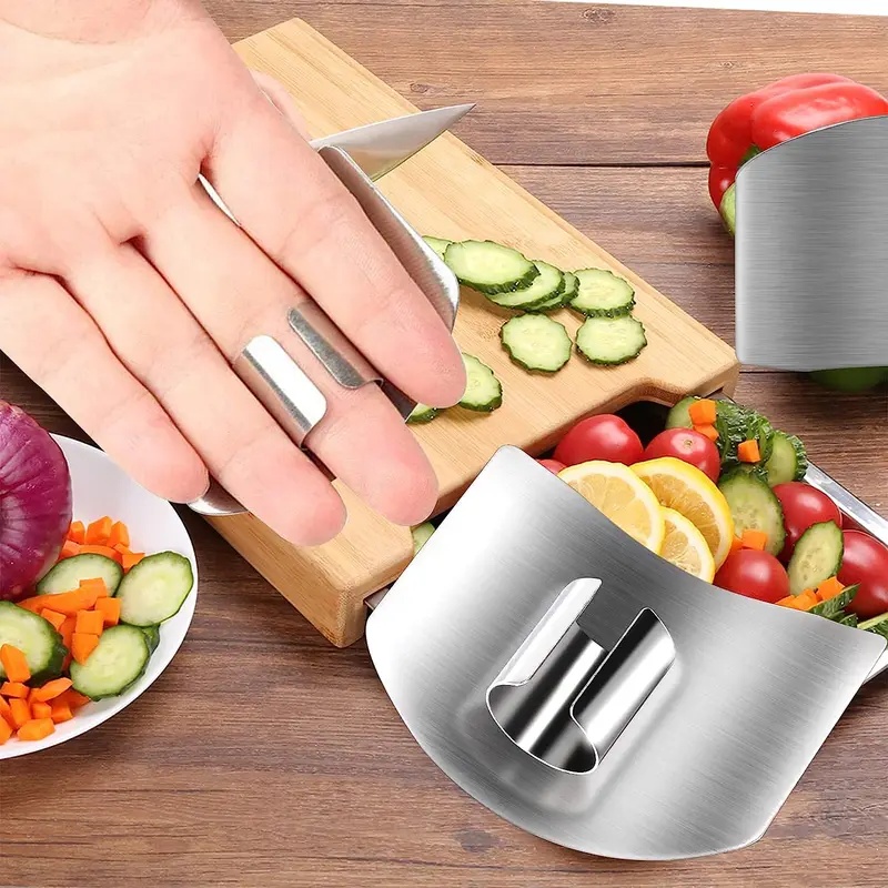 Kitchen Hand Gadgets - 1-6Pcs Stainless Steel Finger Protector Anti-cut