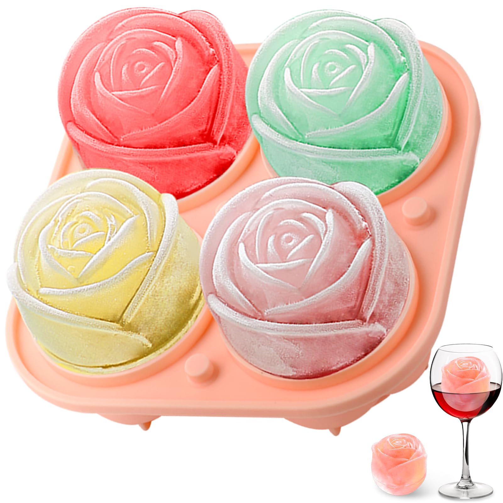 Kitchen Gadgets Baking - 3D Rose Silicone Ice Molds 4-Hole