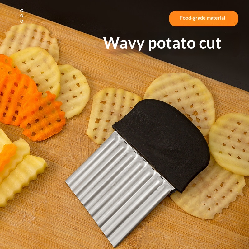 Kitchen Gadgets Vegetable Chopper - Stainless Steel Crinkle Cutter Wavy Potato
