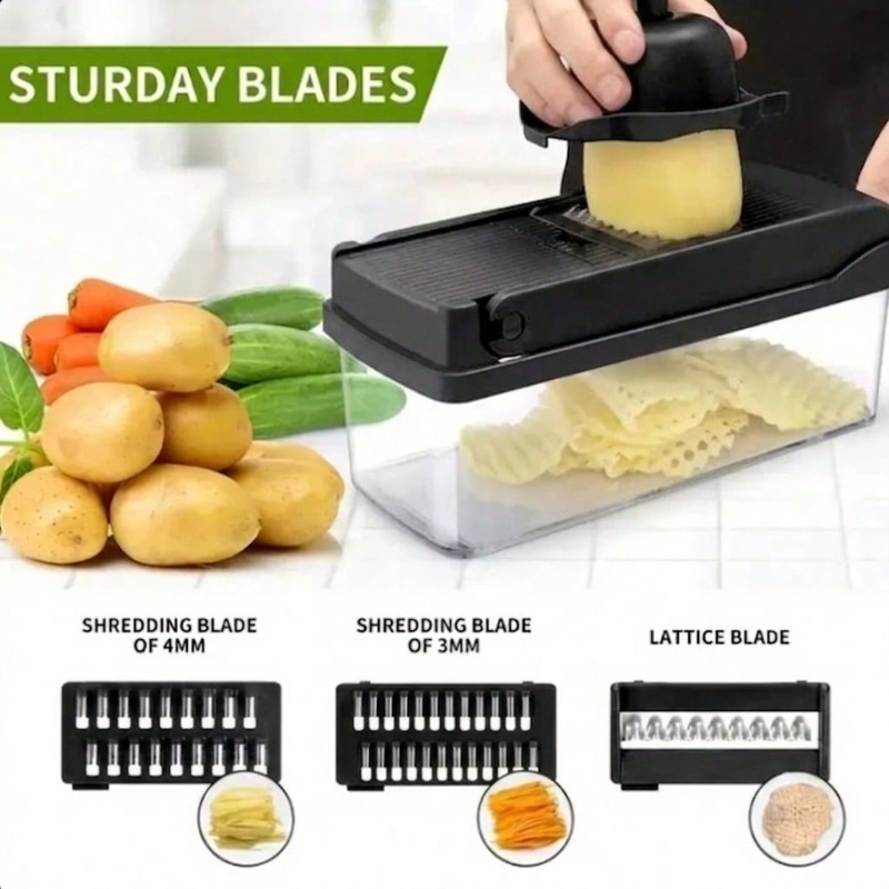 Black Vegetable Slicer 16 in 1 - Kitchen Gadgets Vegetable Chopper ulasan dan harga