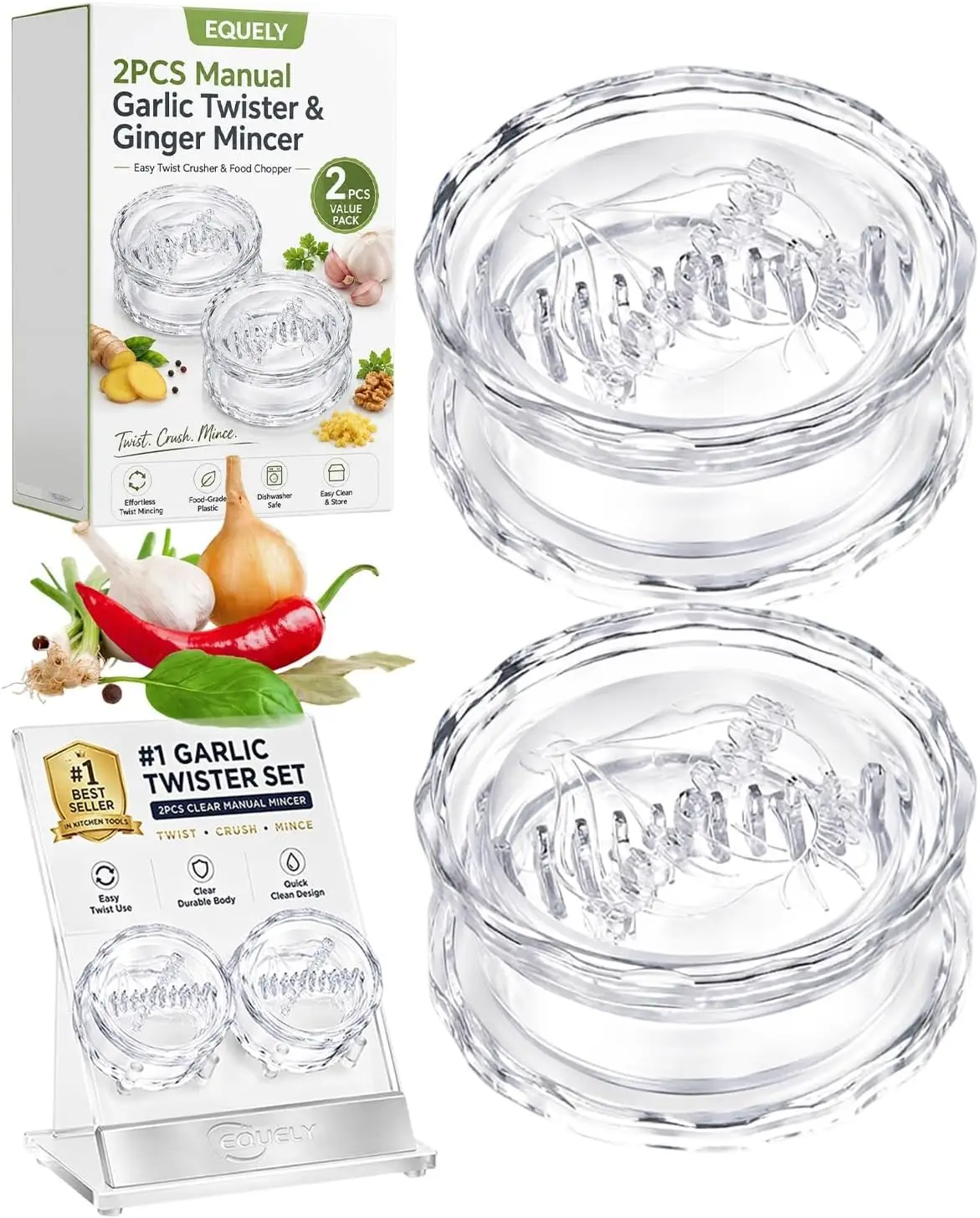 2PCS Clear Manual Garlic Twist - Manual Garlic Press ulasan dan harga